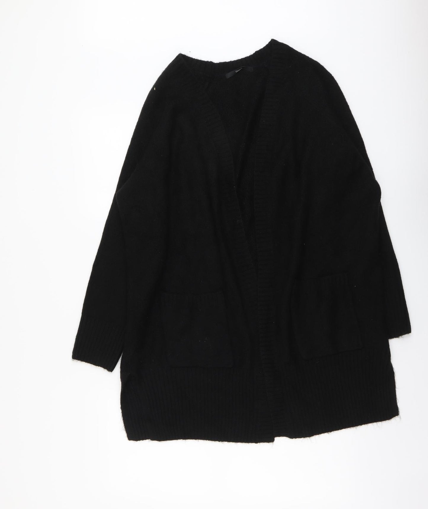 George Womens Black V-Neck Acrylic Cardigan Jumper Size L