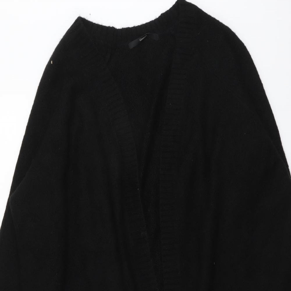 George Womens Black V-Neck Acrylic Cardigan Jumper Size L