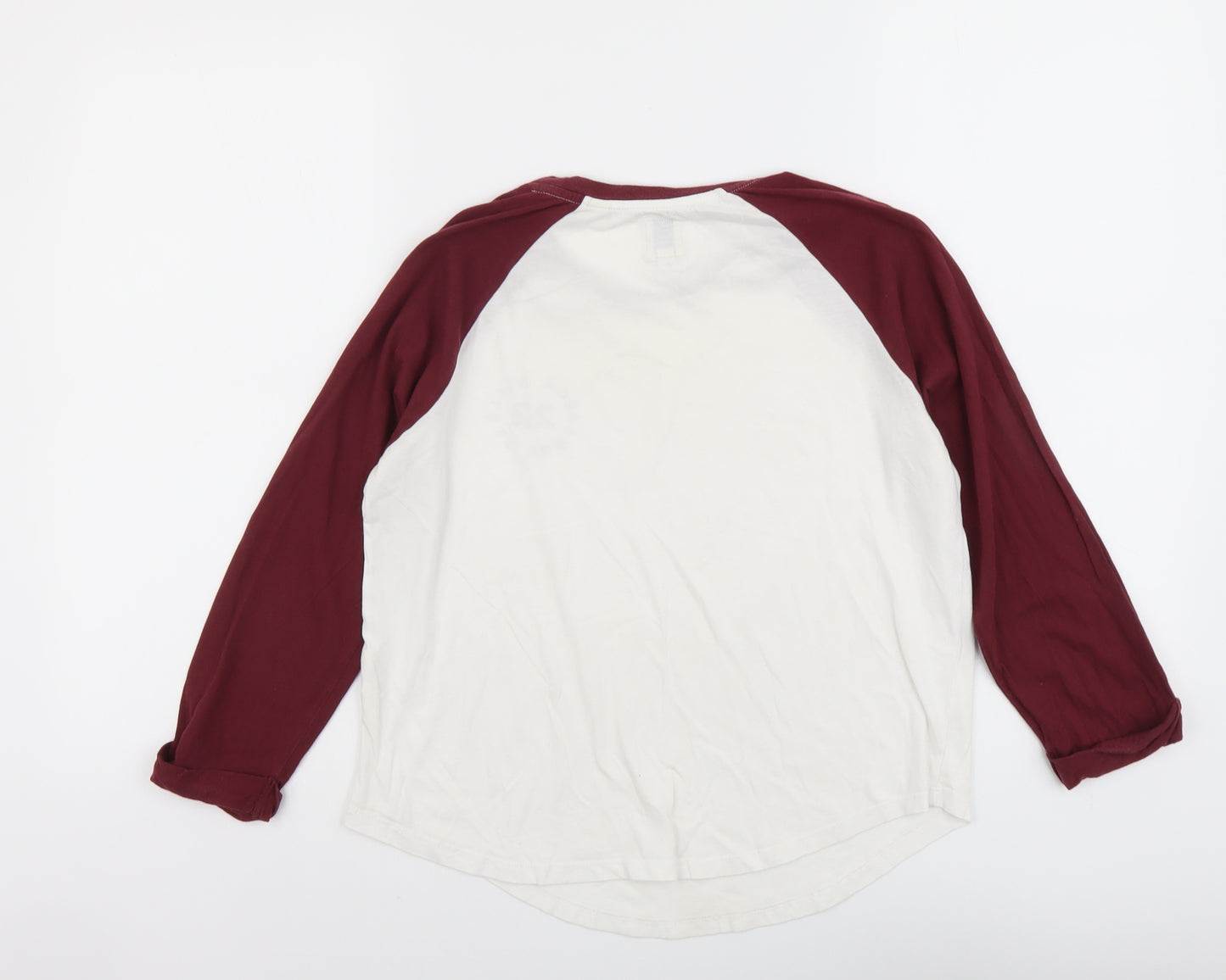 Jack Wills Womens White Cotton Basic Blouse Size 8 Scoop Neck