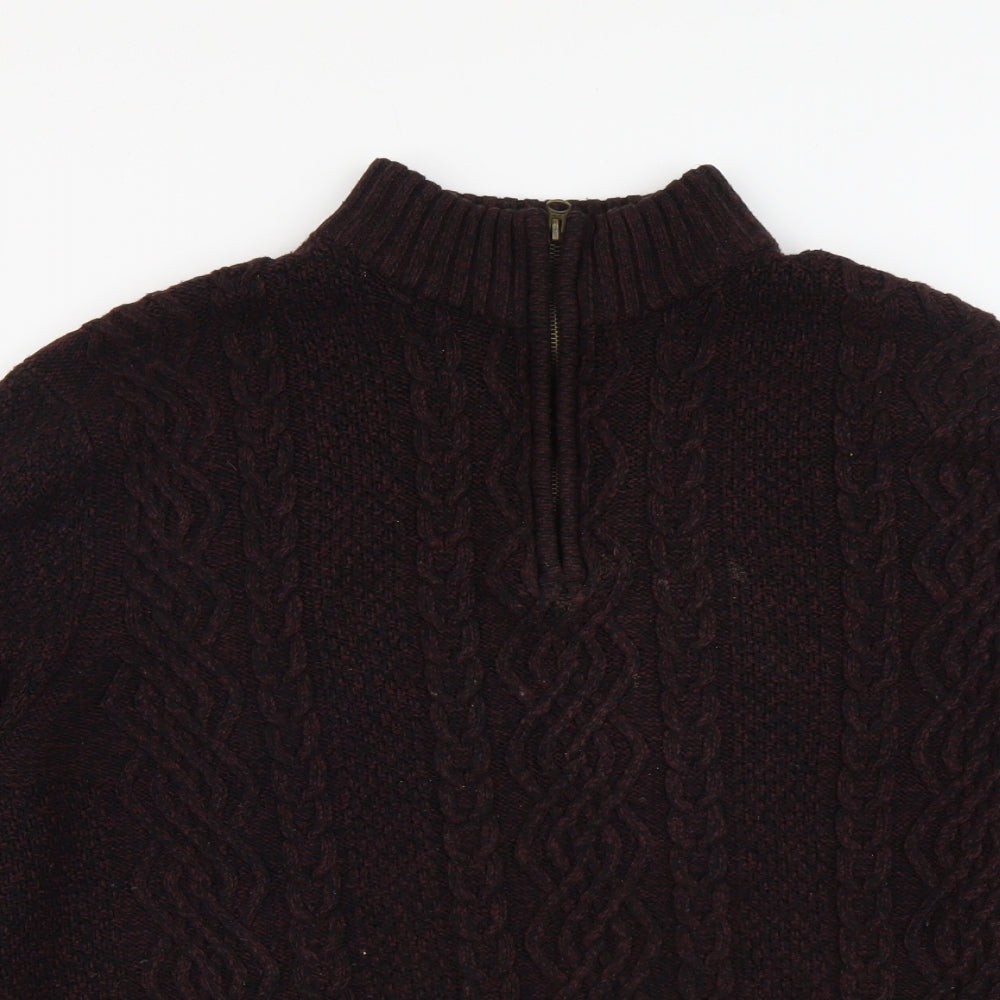 George Mens Purple High Neck Acrylic Pullover Jumper Size XL Long Sleeve