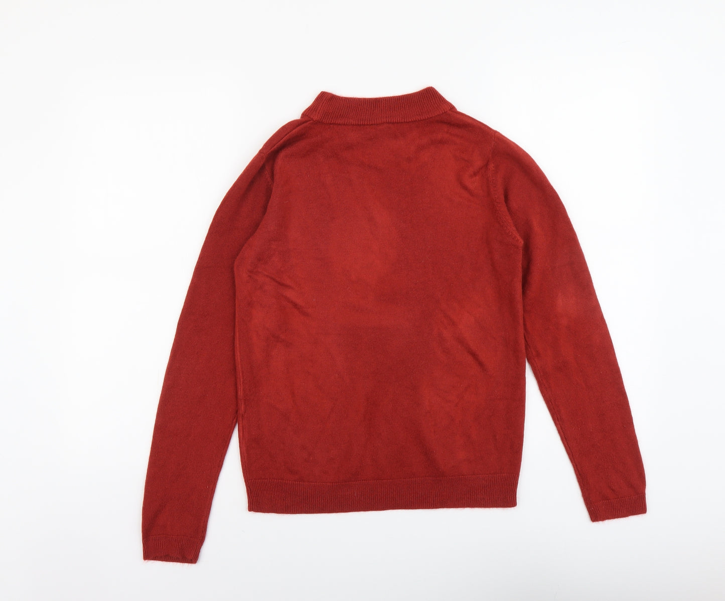 Essential Womens Red Mock Neck Acrylic Pullover Jumper Size 8