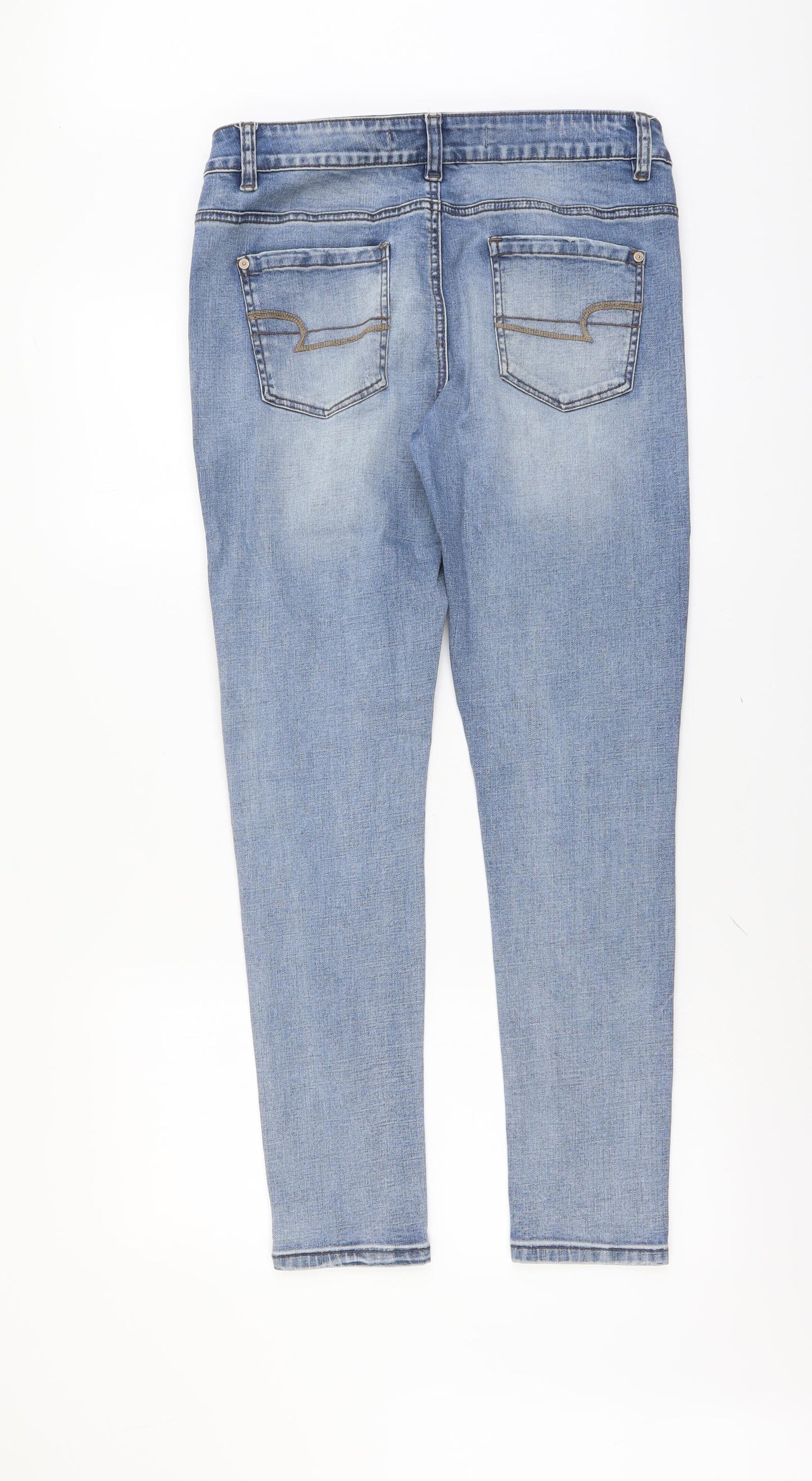 Denim & Co. Womens Blue Cotton Skinny Jeans Size 12 L29 in Regular Button