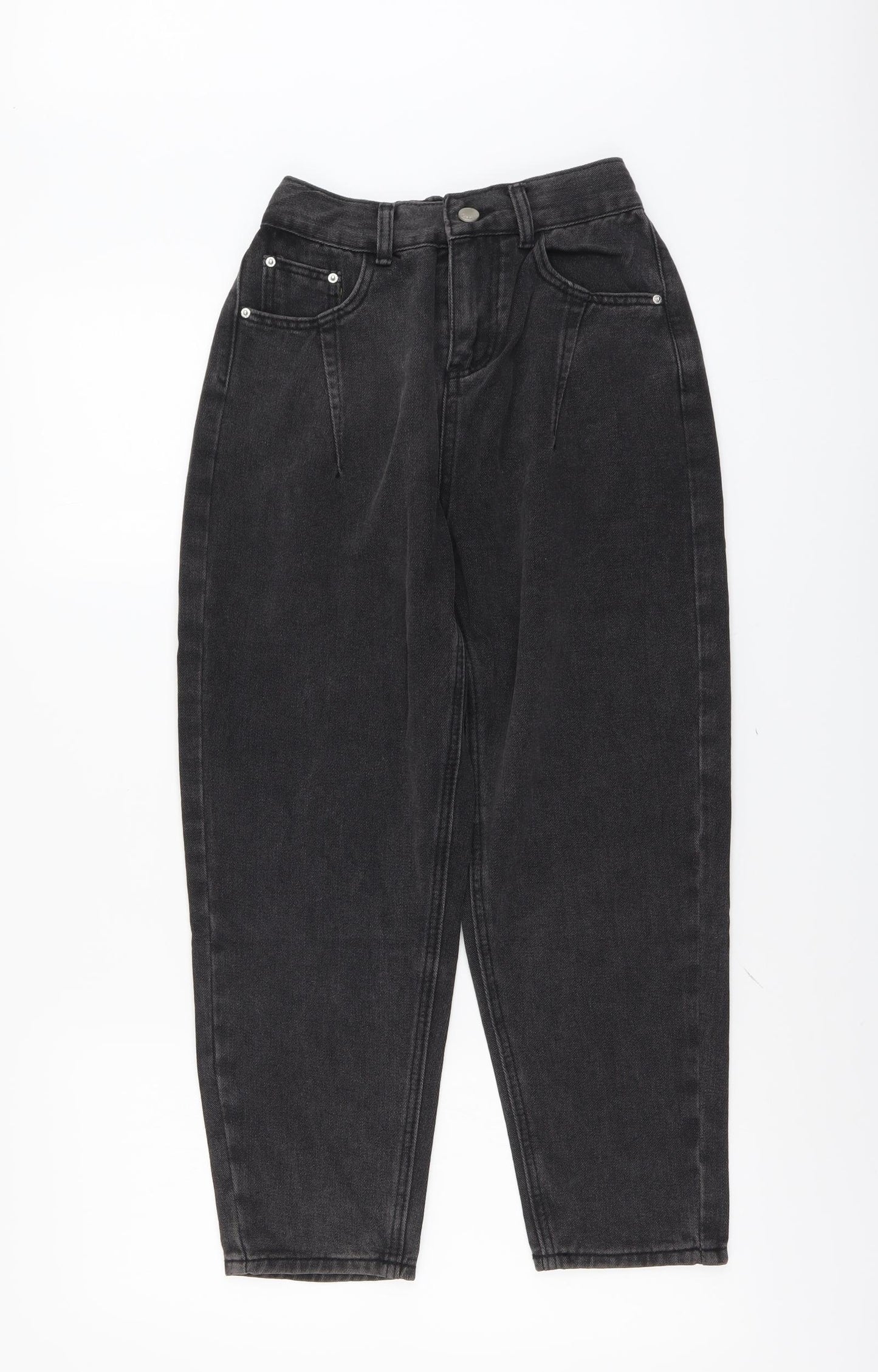 Preworn Womens Grey Cotton Straight Jeans Size S L23 in Regular Button