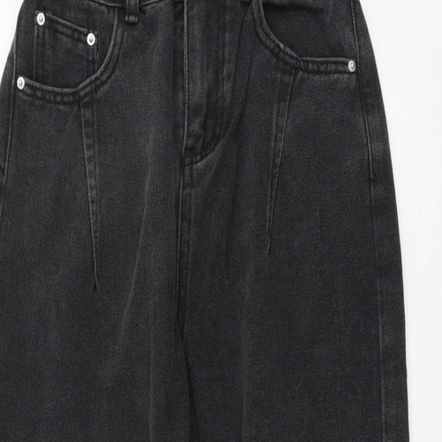 Preworn Womens Grey Cotton Straight Jeans Size S L23 in Regular Button
