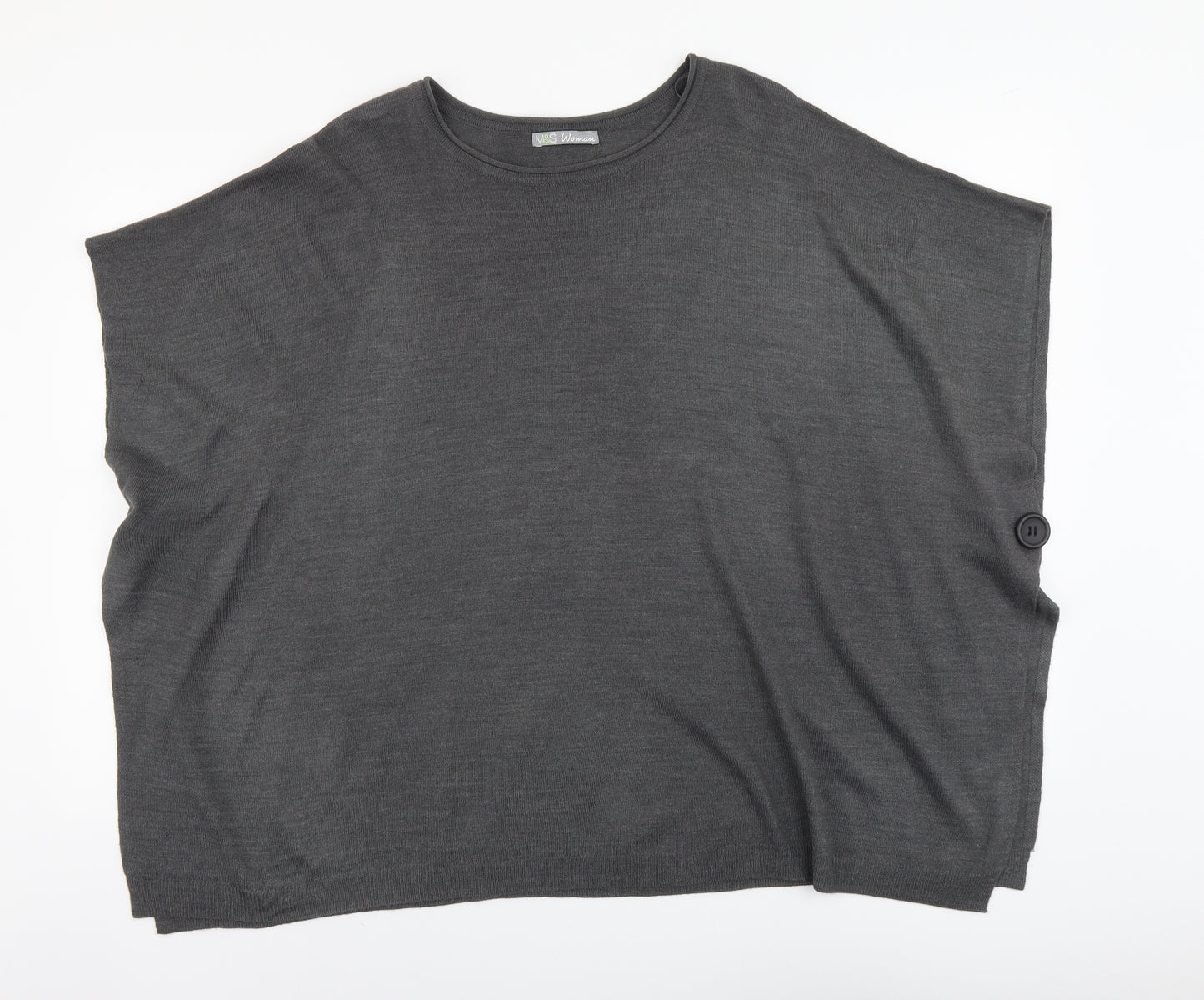 Marks and Spencer Womens Grey Round Neck Acrylic Pullover Jumper Size S