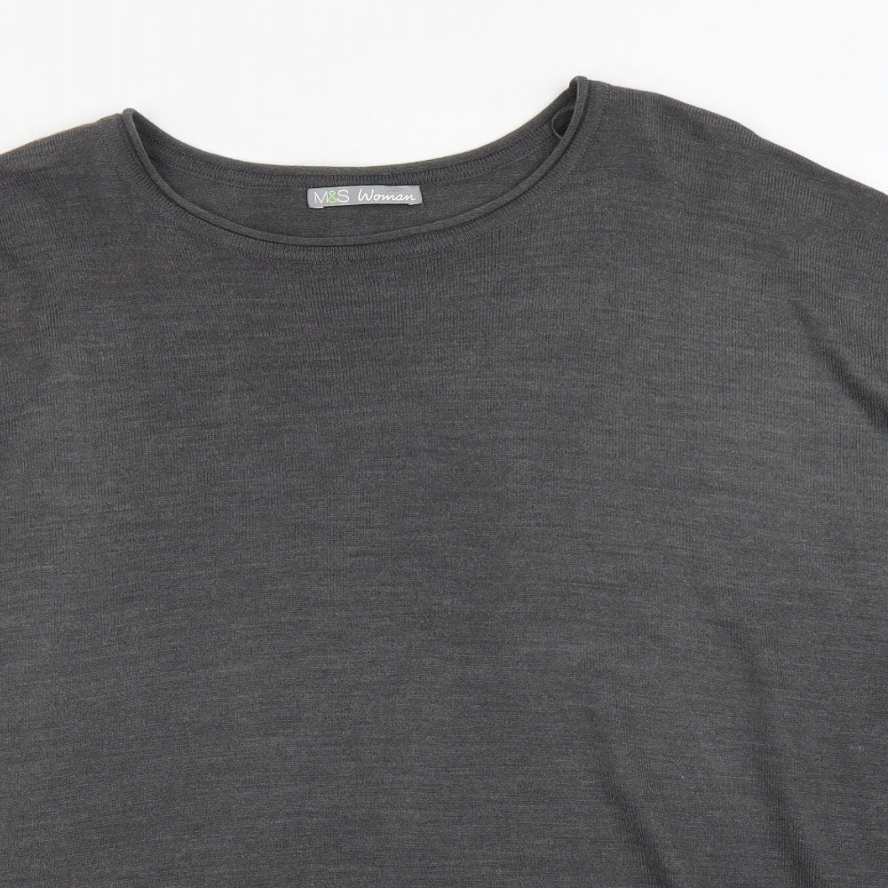 Marks and Spencer Womens Grey Round Neck Acrylic Pullover Jumper Size S