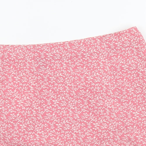 SheIn Womens Pink Floral Polyester Mini Skirt Size L Zip