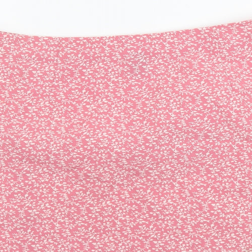 SheIn Womens Pink Floral Polyester Mini Skirt Size L Zip