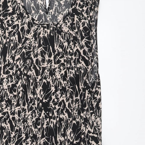 Vero Moda Womens Black Geometric Viscose A-Line Size S Round Neck Button
