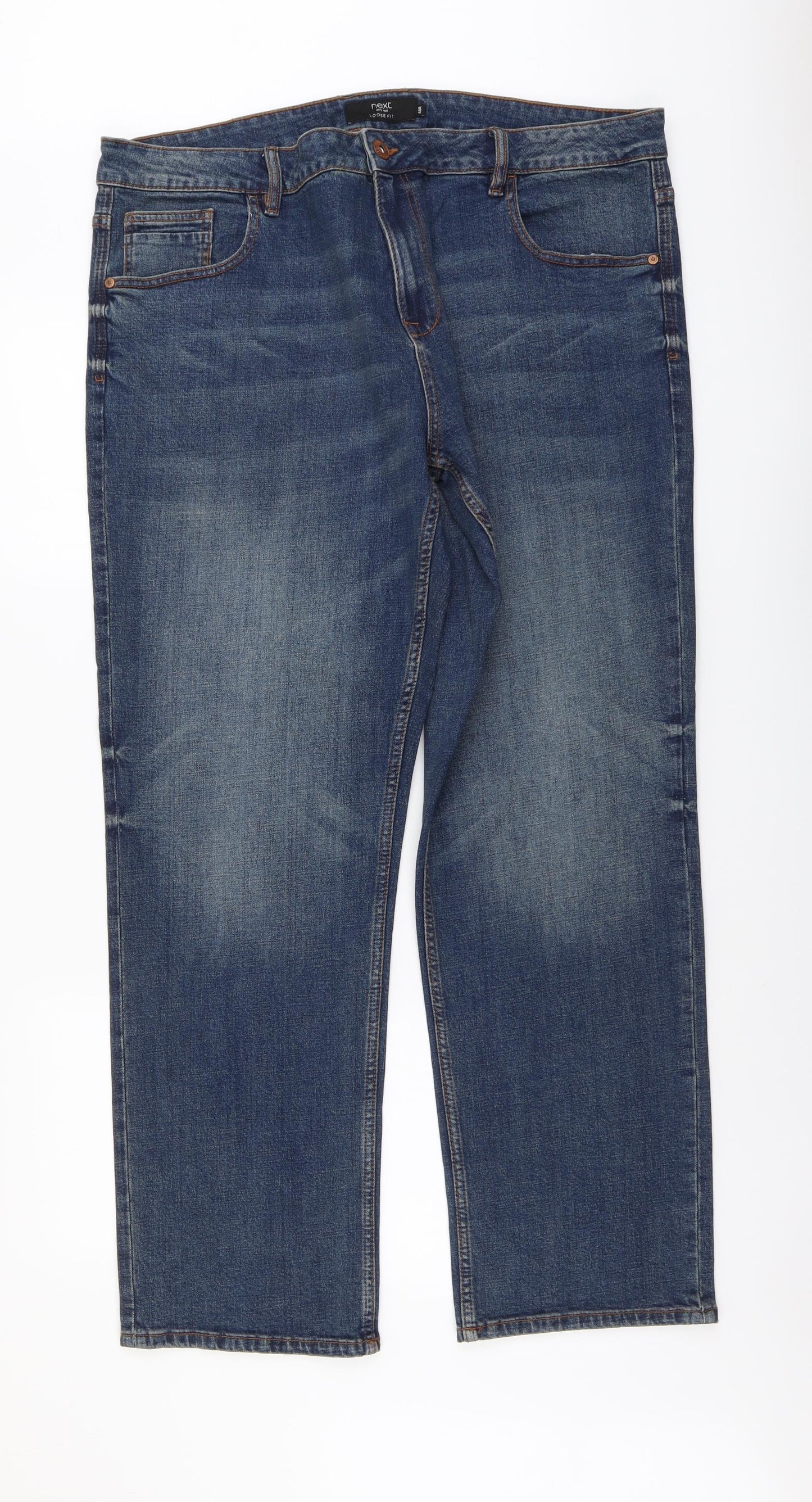 NEXT Mens Black Cotton Straight Jeans Size 40 in L31 in Regular Button - Loose Fit