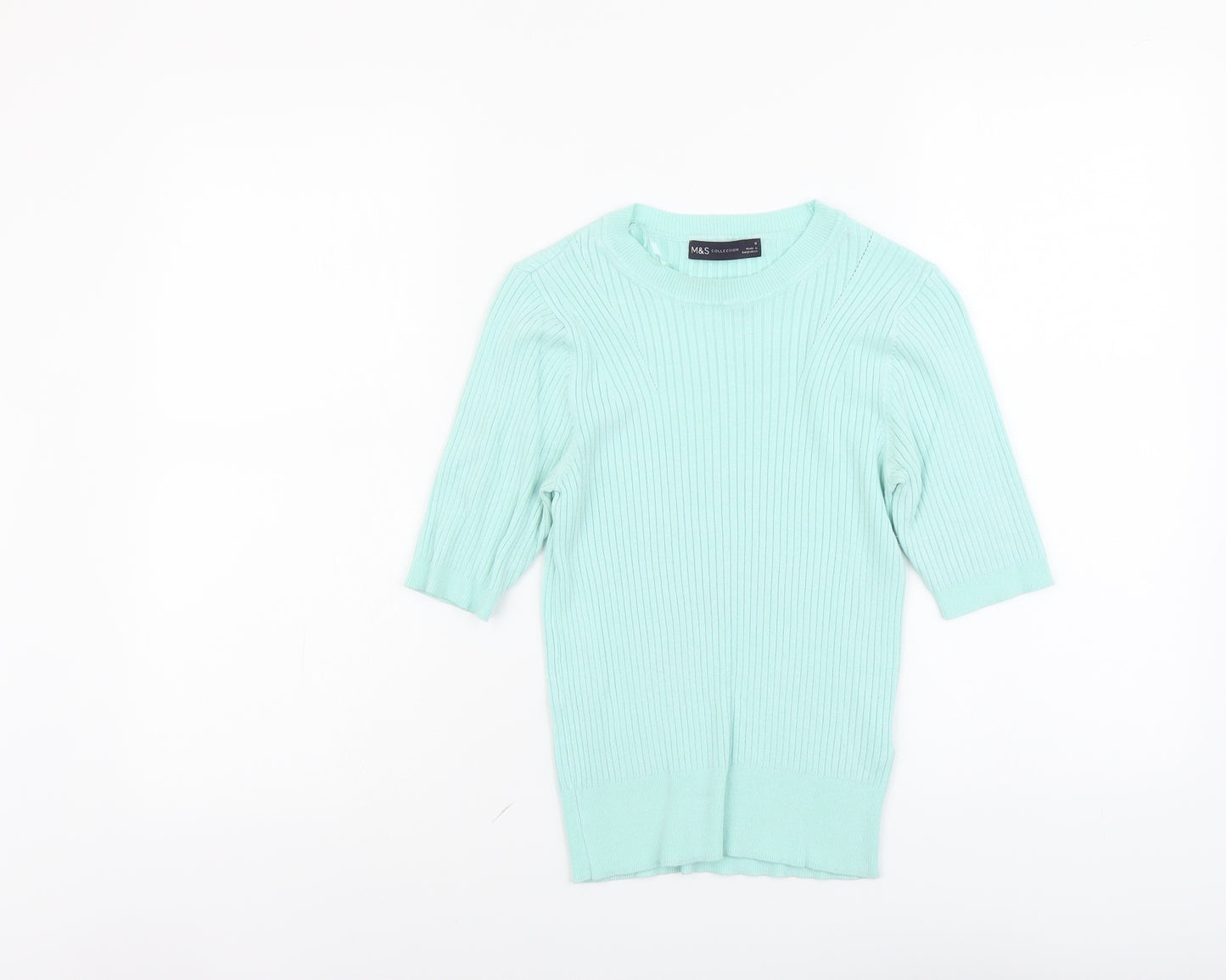 Marks and Spencer Womens Green Round Neck Acrylic Pullover Jumper Size 8