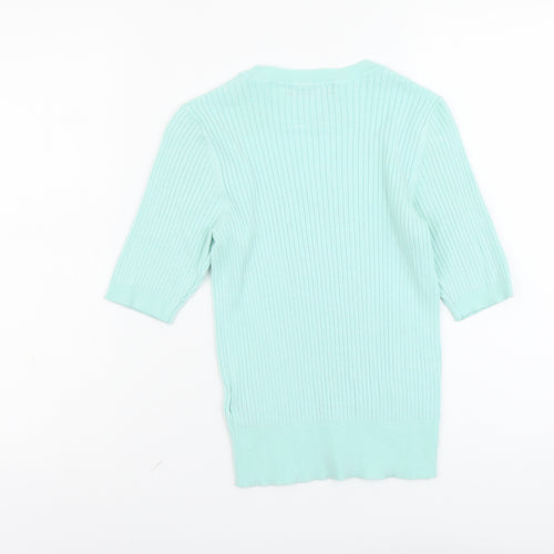 Marks and Spencer Womens Green Round Neck Acrylic Pullover Jumper Size 8