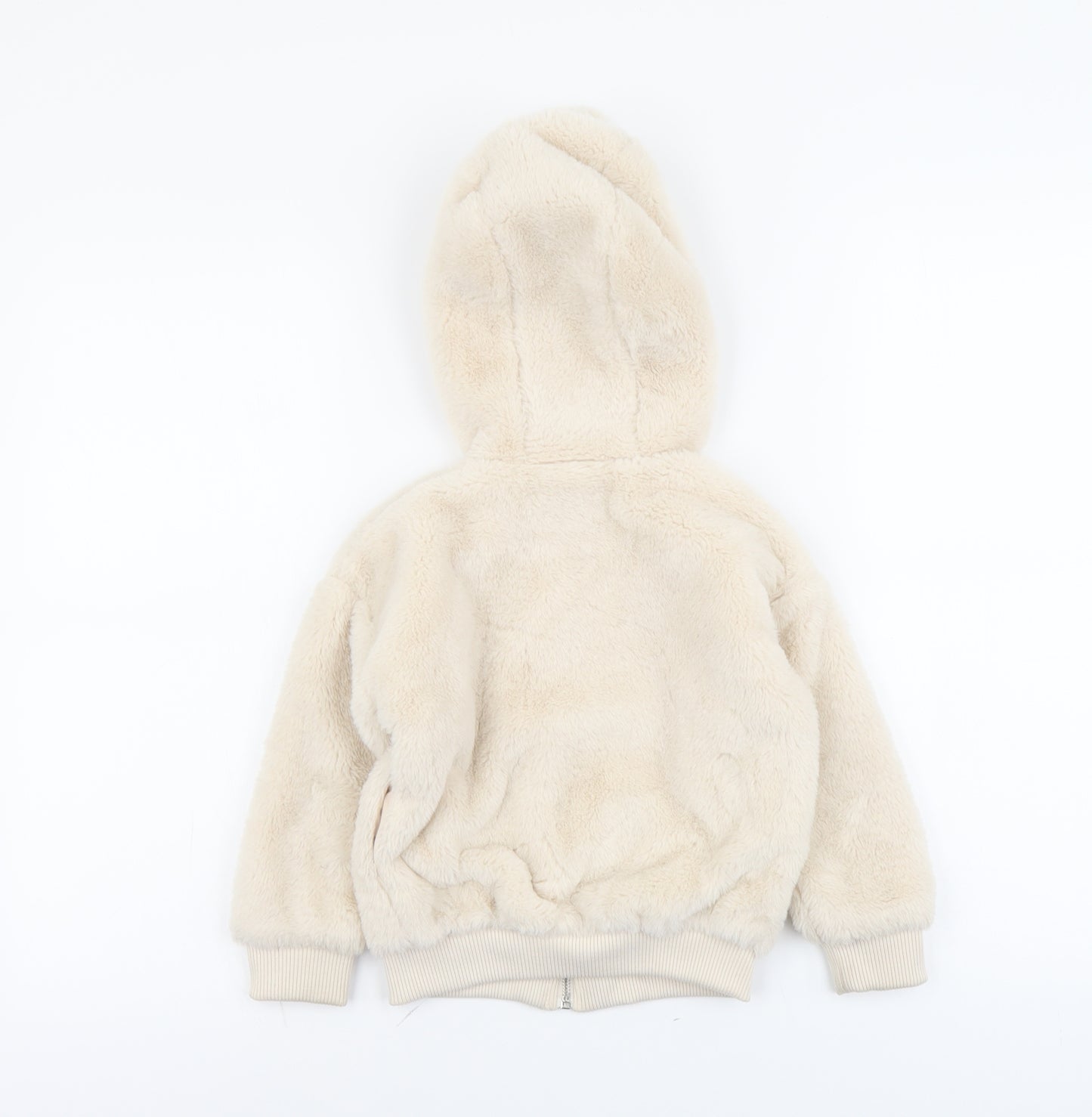 Little Kids Girls Beige Jacket Size 3-4 Years Zip - Faux Fur