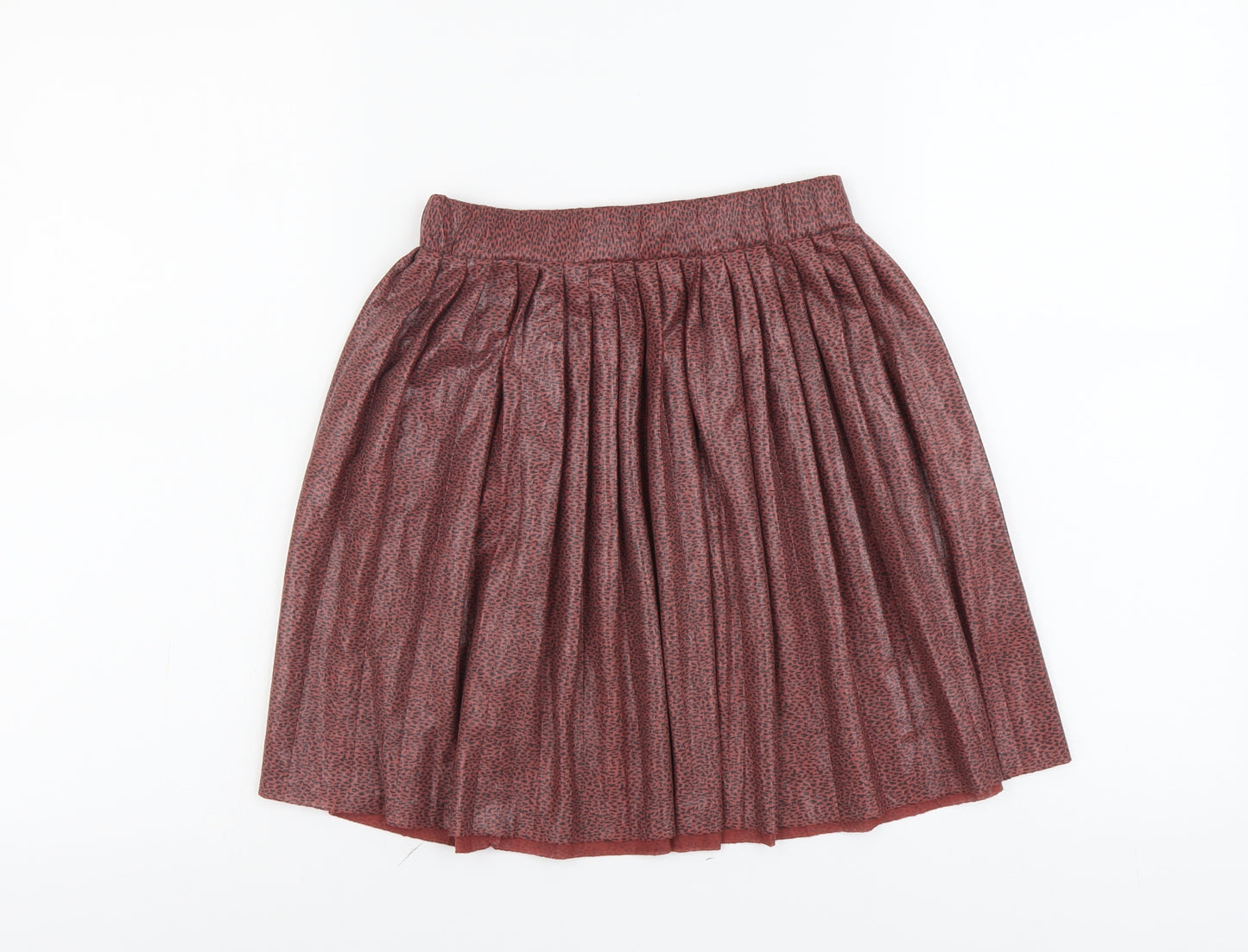 Zara Girls Pink Animal Print Polyester Pleated Skirt Size 11-12 Years Regular Pull On - Leopard Pattern