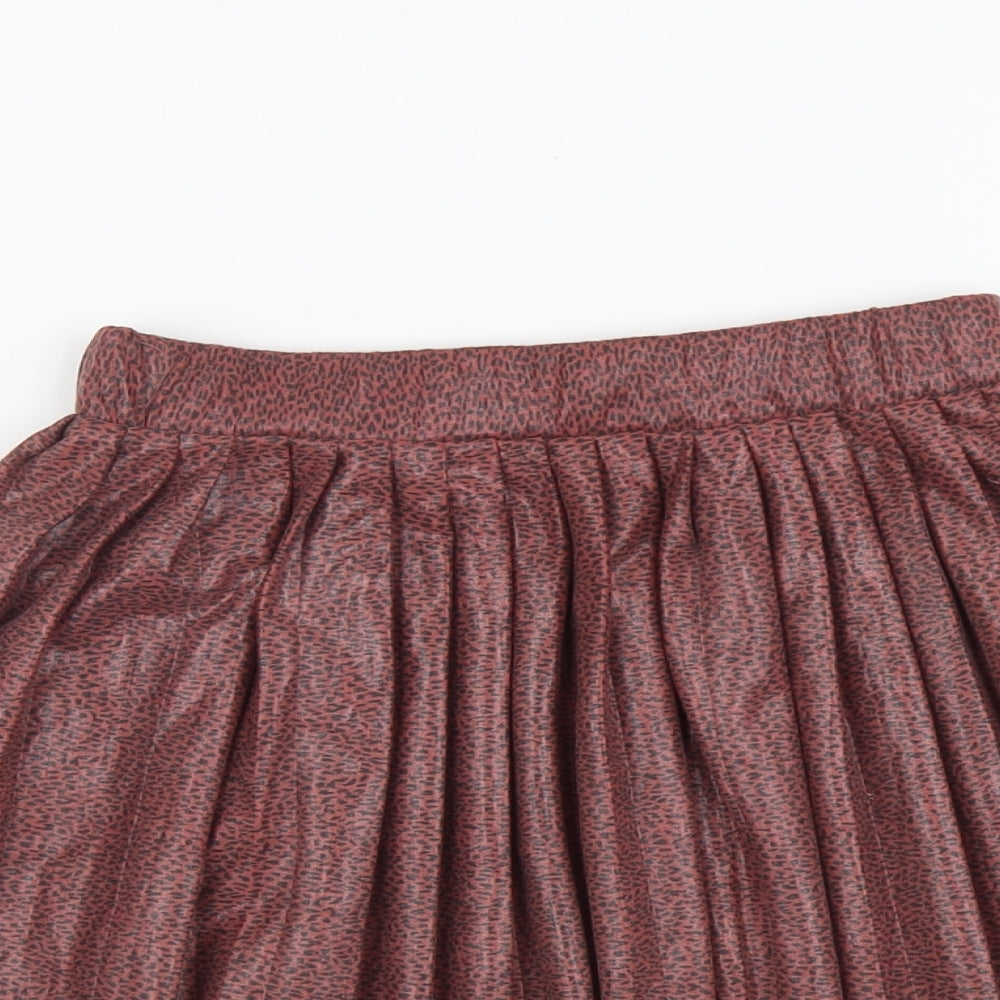 Zara Girls Pink Animal Print Polyester Pleated Skirt Size 11-12 Years Regular Pull On - Leopard Pattern