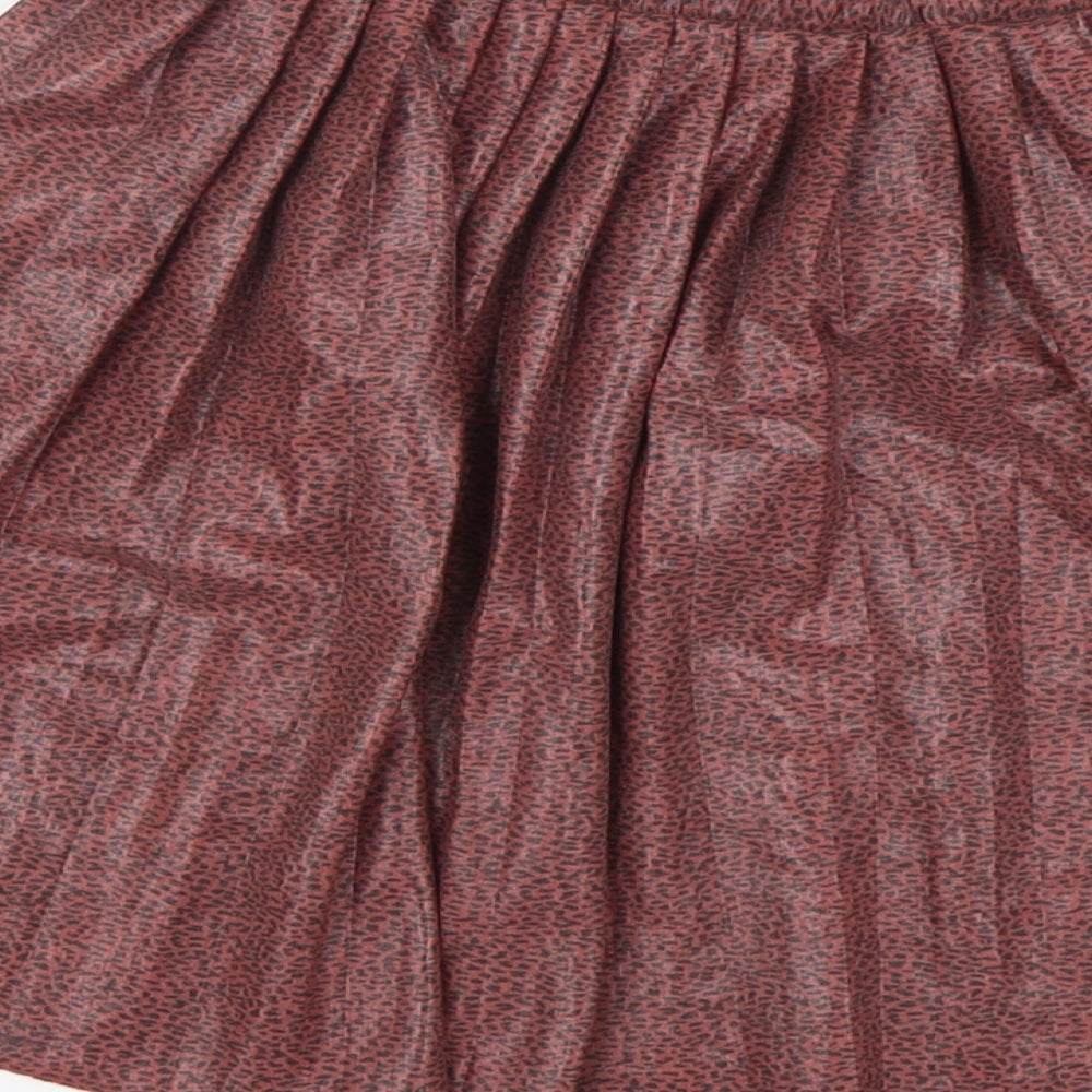 Zara Girls Pink Animal Print Polyester Pleated Skirt Size 11-12 Years Regular Pull On - Leopard Pattern