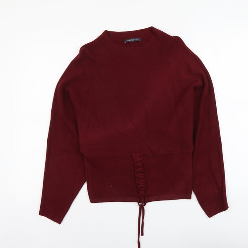 Marks and Spencer Womens Red Round Neck Viscose Pullover Jumper Size 10