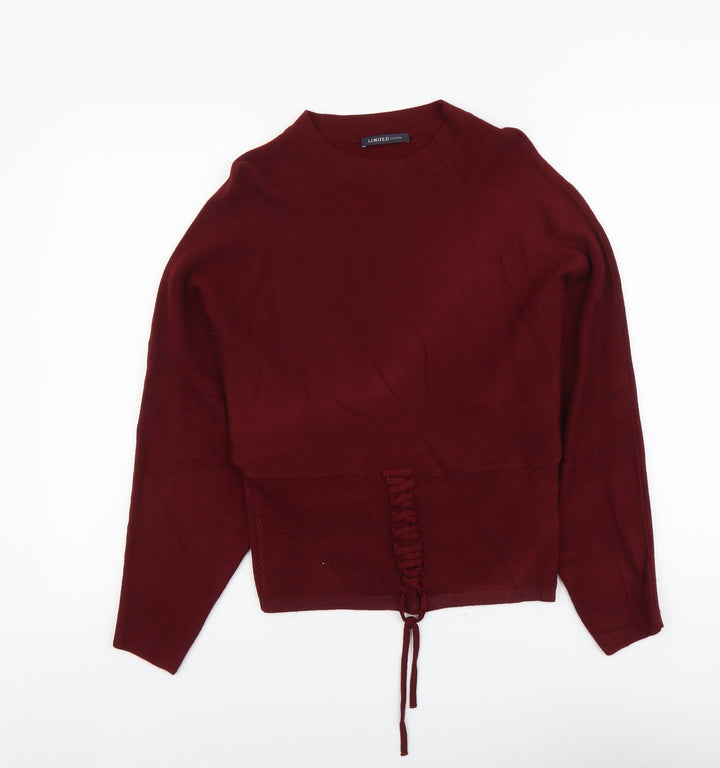 Marks and Spencer Womens Red Round Neck Viscose Pullover Jumper Size 10