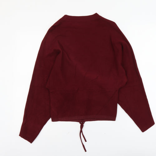 Marks and Spencer Womens Red Round Neck Viscose Pullover Jumper Size 10