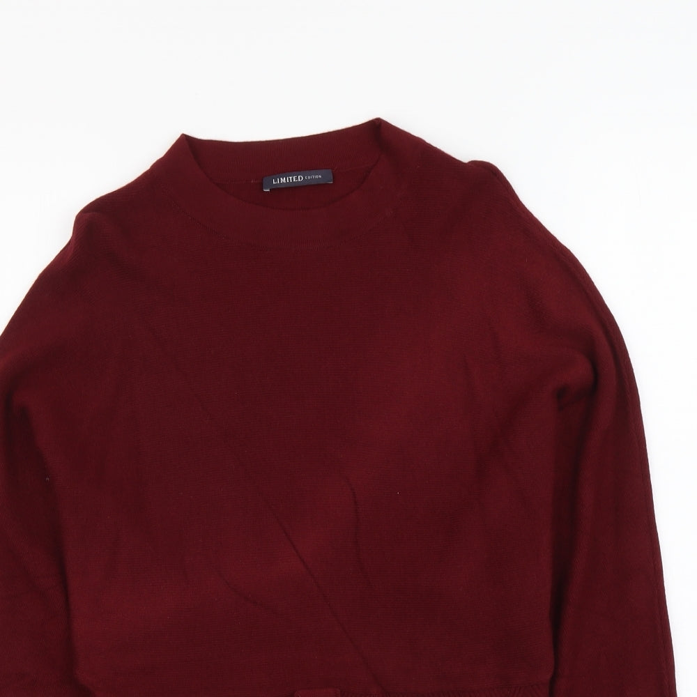 Marks and Spencer Womens Red Round Neck Viscose Pullover Jumper Size 10
