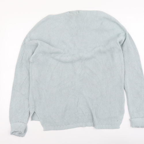 Avenue Womens Blue Round Neck Cotton Pullover Jumper Size 18