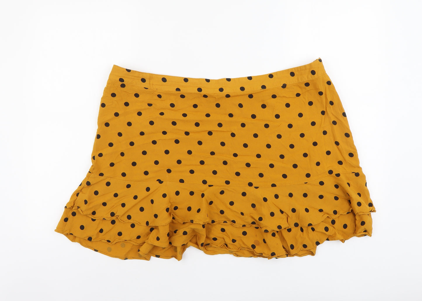 Papaya Womens Yellow Polka Dot Viscose Mini Skirt Size 20 Zip