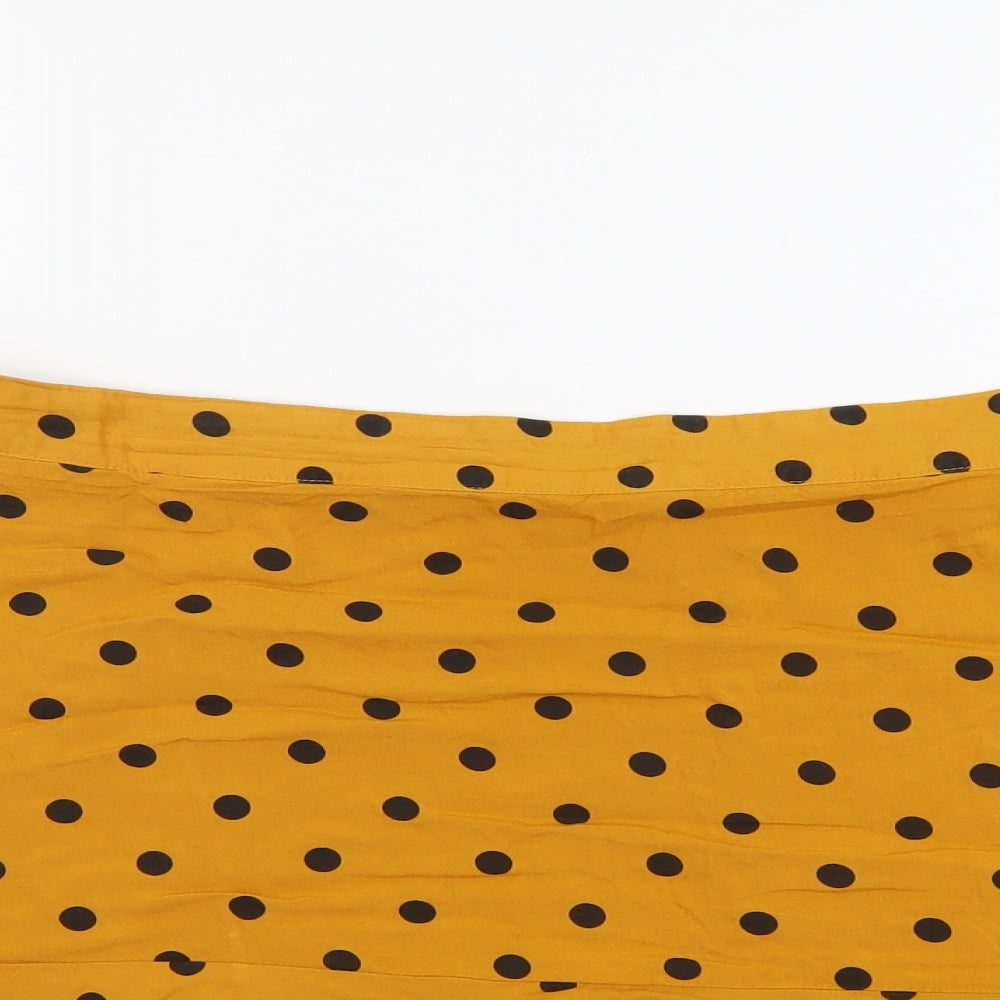 Papaya Womens Yellow Polka Dot Viscose Mini Skirt Size 20 Zip