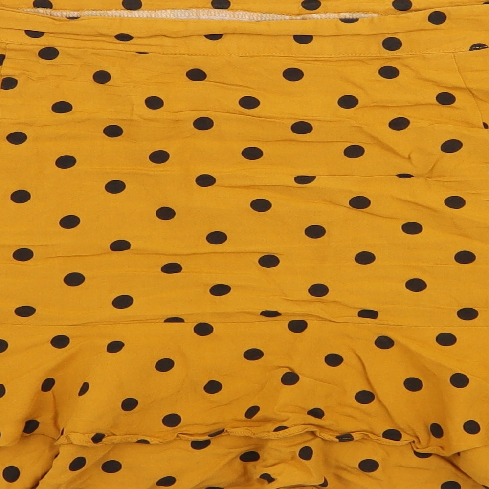 Papaya Womens Yellow Polka Dot Viscose Mini Skirt Size 20 Zip