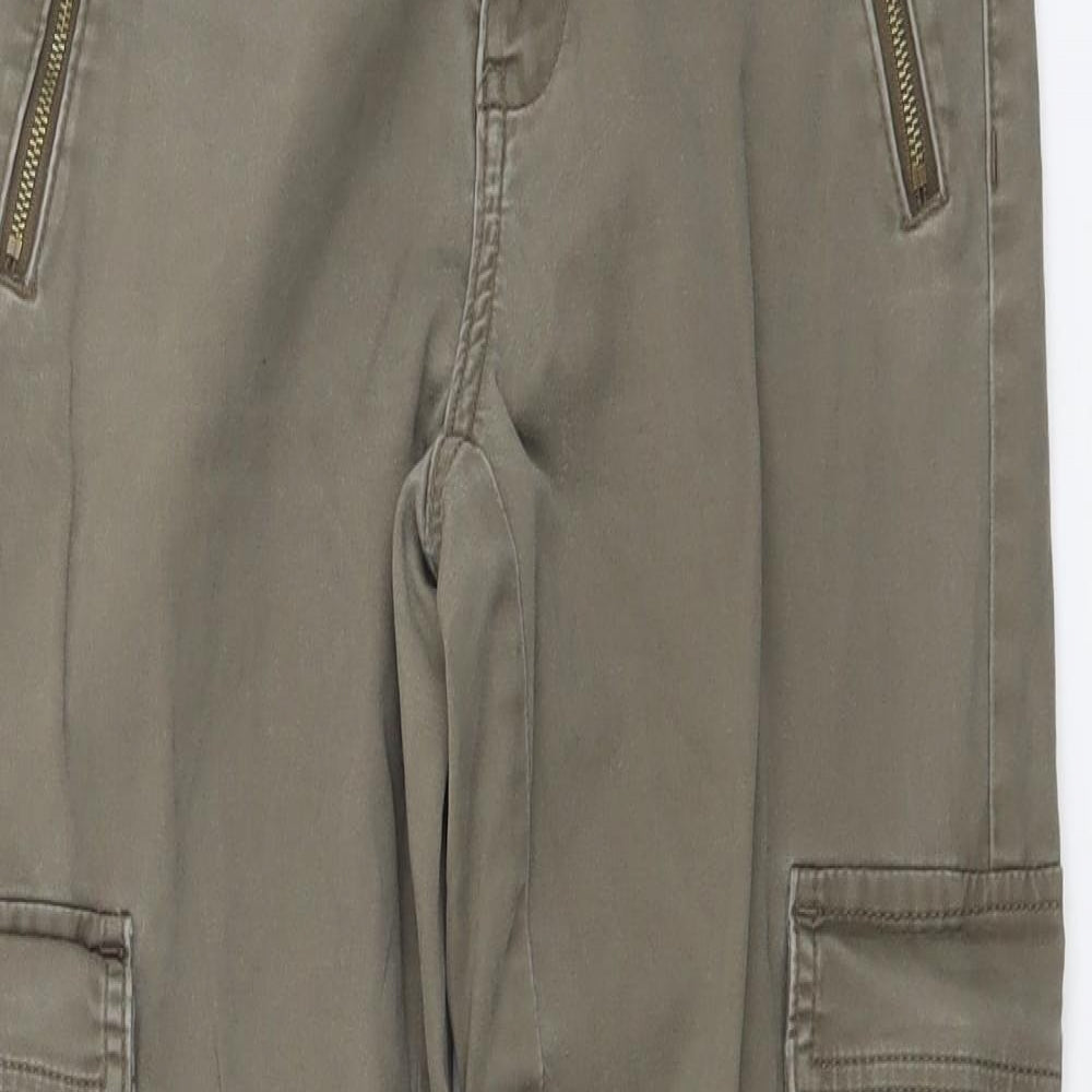 Only Womens Green Cotton Cargo Trousers Size M L29 in Regular Button