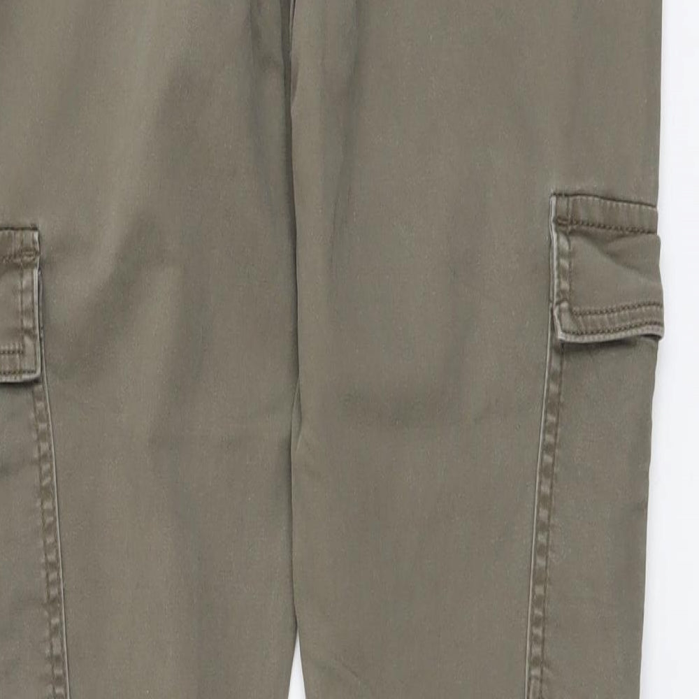 Only Womens Green Cotton Cargo Trousers Size M L29 in Regular Button