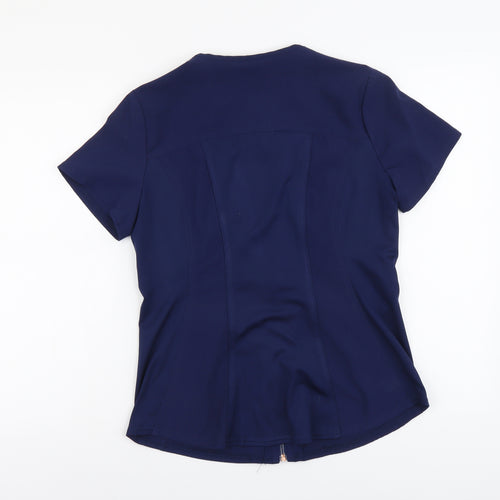 Cherokee Womens Blue Polyester Basic Blouse Size S Scoop Neck