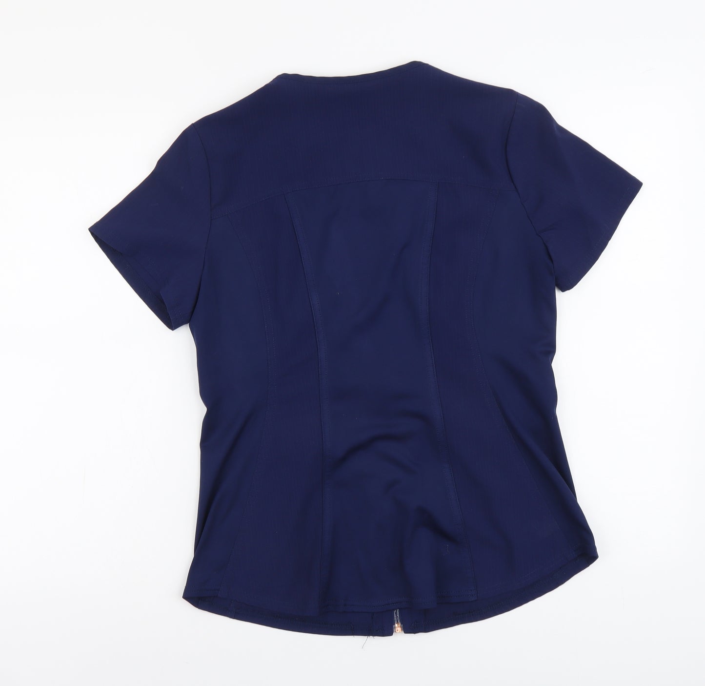 Cherokee Womens Blue Polyester Basic Blouse Size S Scoop Neck