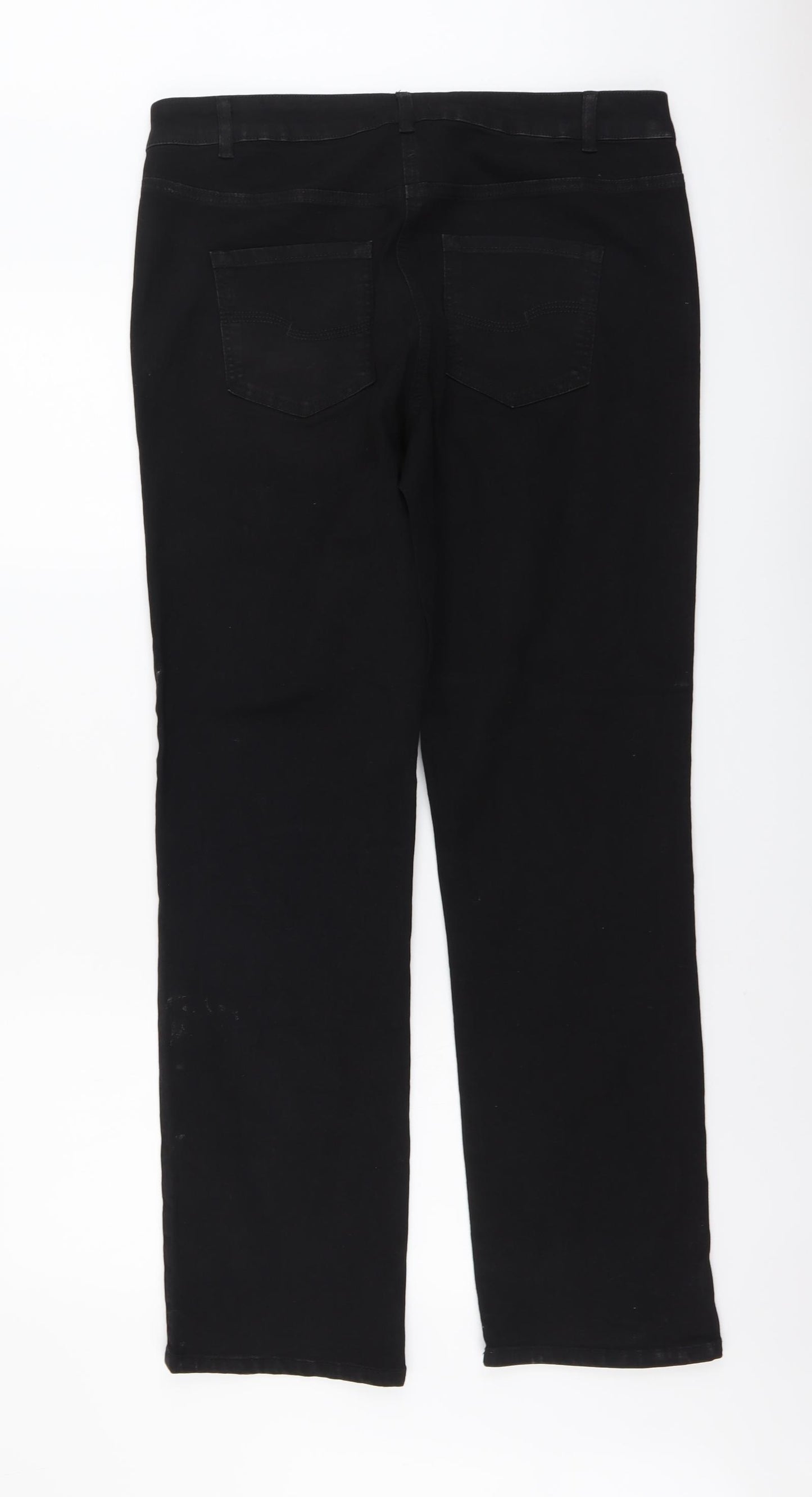 TU Womens Black Cotton Straight Jeans Size 16 L32 in Regular Button