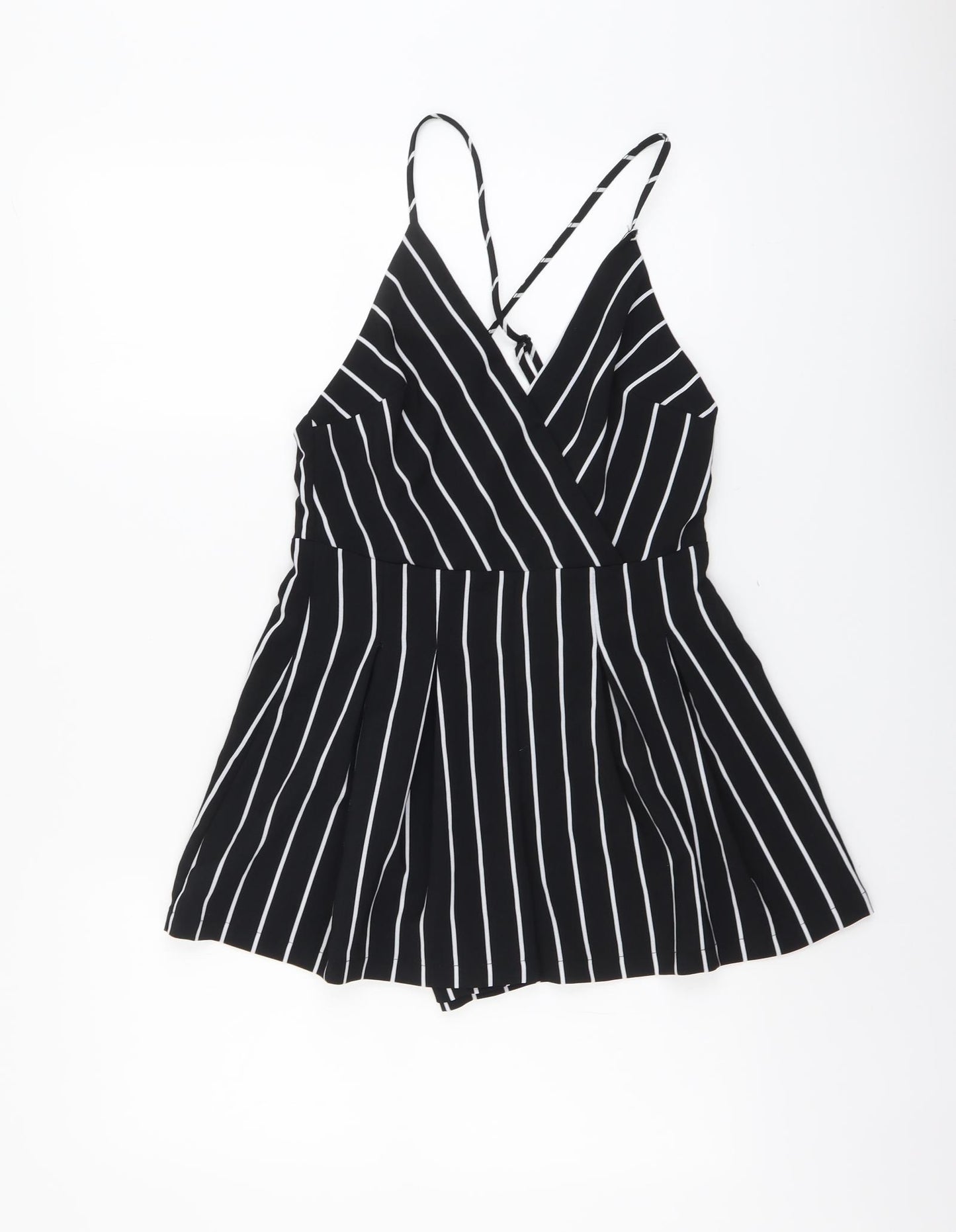 Cameo Rose Womens Black Striped Polyester Playsuit One-Piece Size 10 Zip