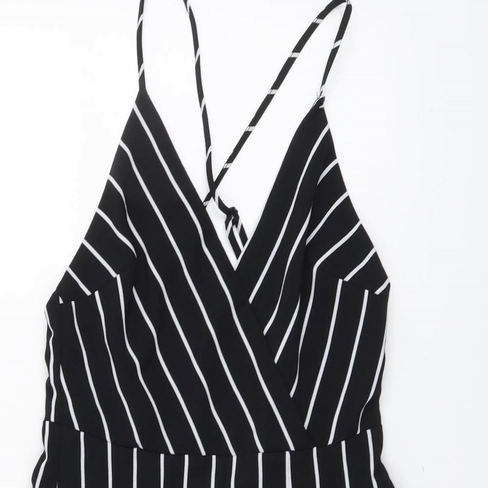 Cameo Rose Womens Black Striped Polyester Playsuit One-Piece Size 10 Zip