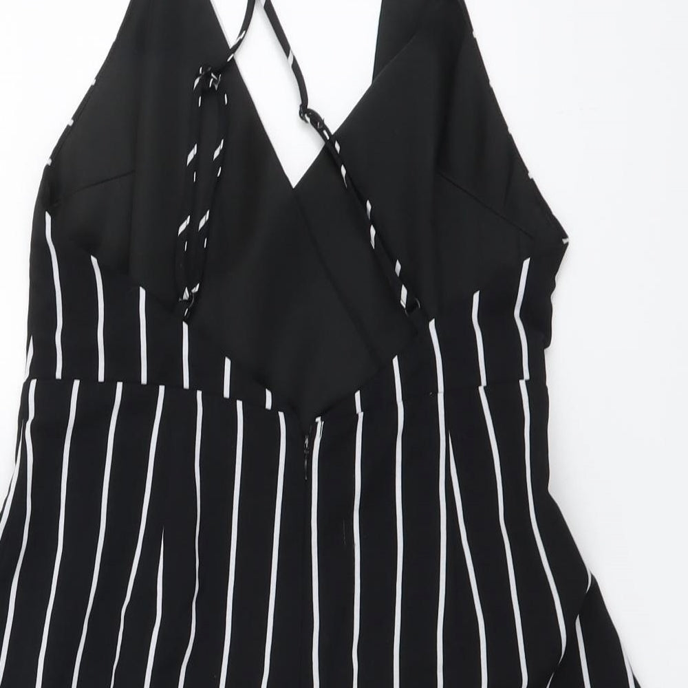 Cameo Rose Womens Black Striped Polyester Playsuit One-Piece Size 10 Zip