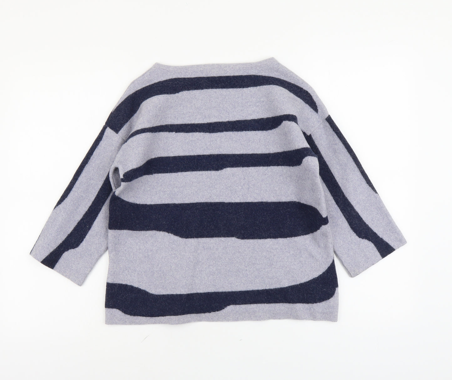 Jigsaw Womens Blue Roll Neck Animal Print Wool Pullover Jumper Size M - Tiger Pattern