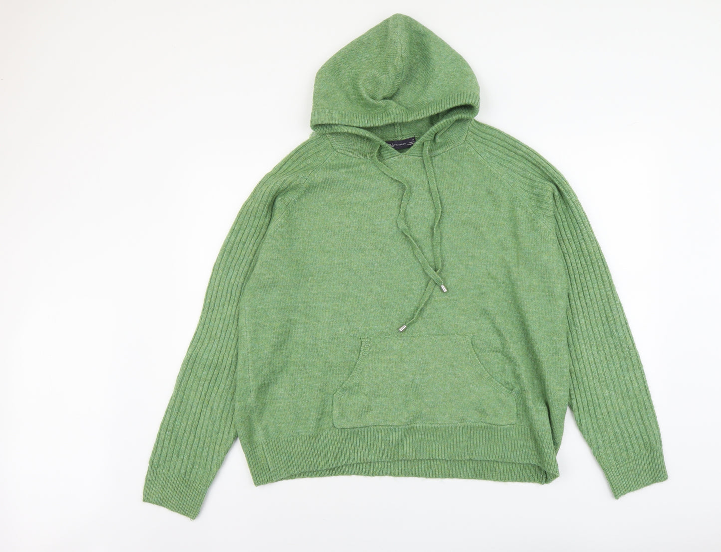 Marks and Spencer Womens Green Round Neck Acrylic Pullover Jumper Size M
