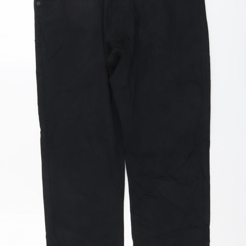 Marks and Spencer Mens Black Cotton Straight Jeans Size 32 in L29 in Slim Button