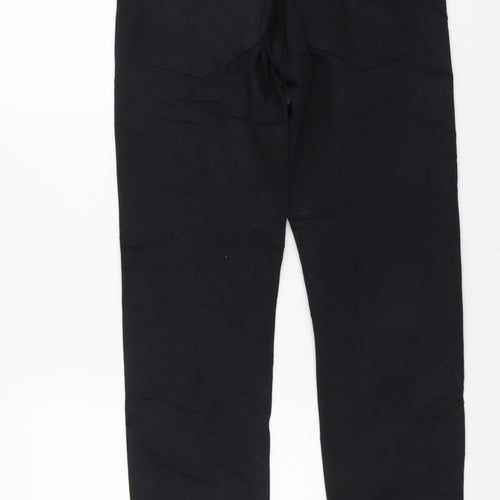 Marks and Spencer Mens Black Cotton Straight Jeans Size 32 in L29 in Slim Button