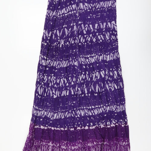 Ocean Club Womens Purple Geometric Cotton Maxi Size 10 Off the Shoulder Pullover