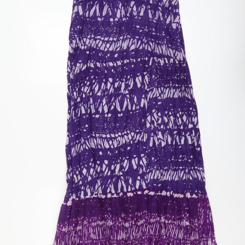 Ocean Club Womens Purple Geometric Cotton Maxi Size 10 Off the Shoulder Pullover