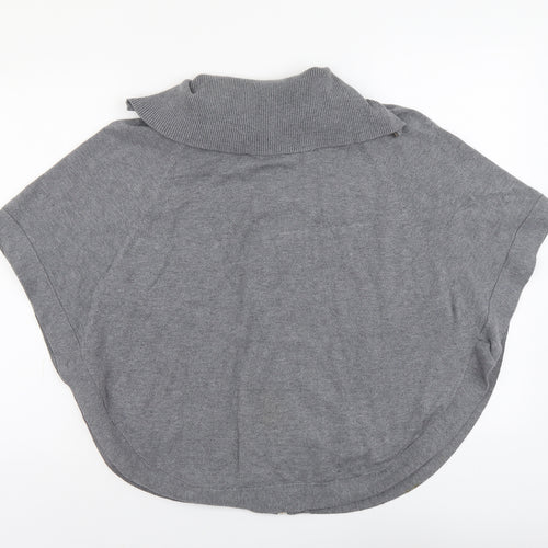 M&V Womens Grey Round Neck Acrylic Full Zip Jumper Size S - Batwing