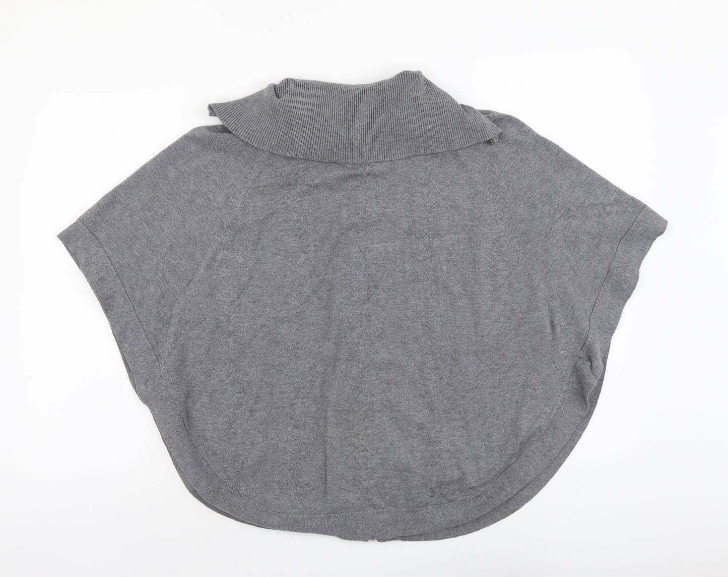 M&V Womens Grey Round Neck Acrylic Full Zip Jumper Size S - Batwing