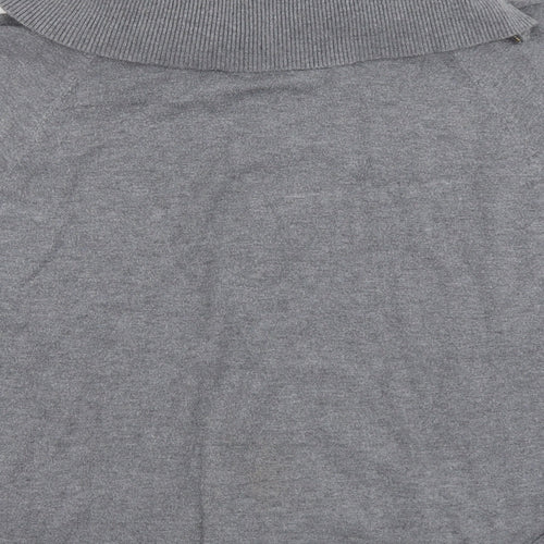 M&V Womens Grey Round Neck Acrylic Full Zip Jumper Size S - Batwing