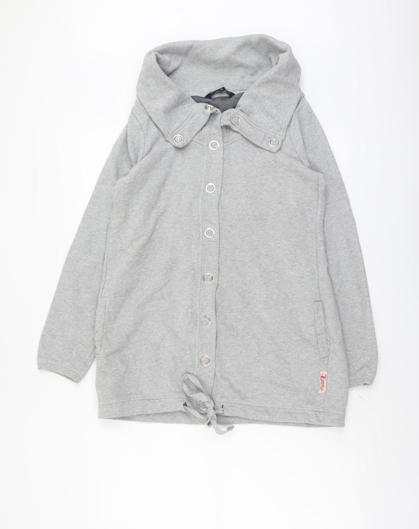 French Connection Womens Grey Cotton Pullover Sweatshirt Size 12 Button