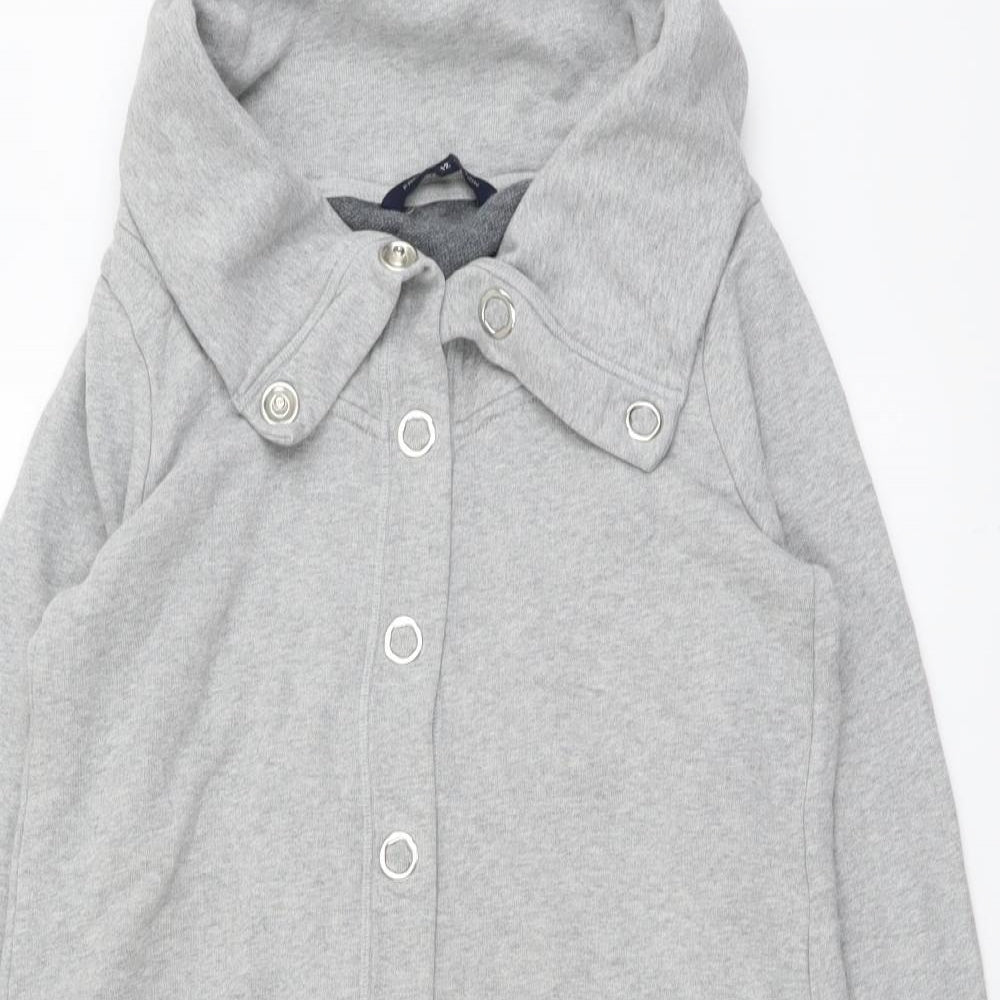French Connection Womens Grey Cotton Pullover Sweatshirt Size 12 Button