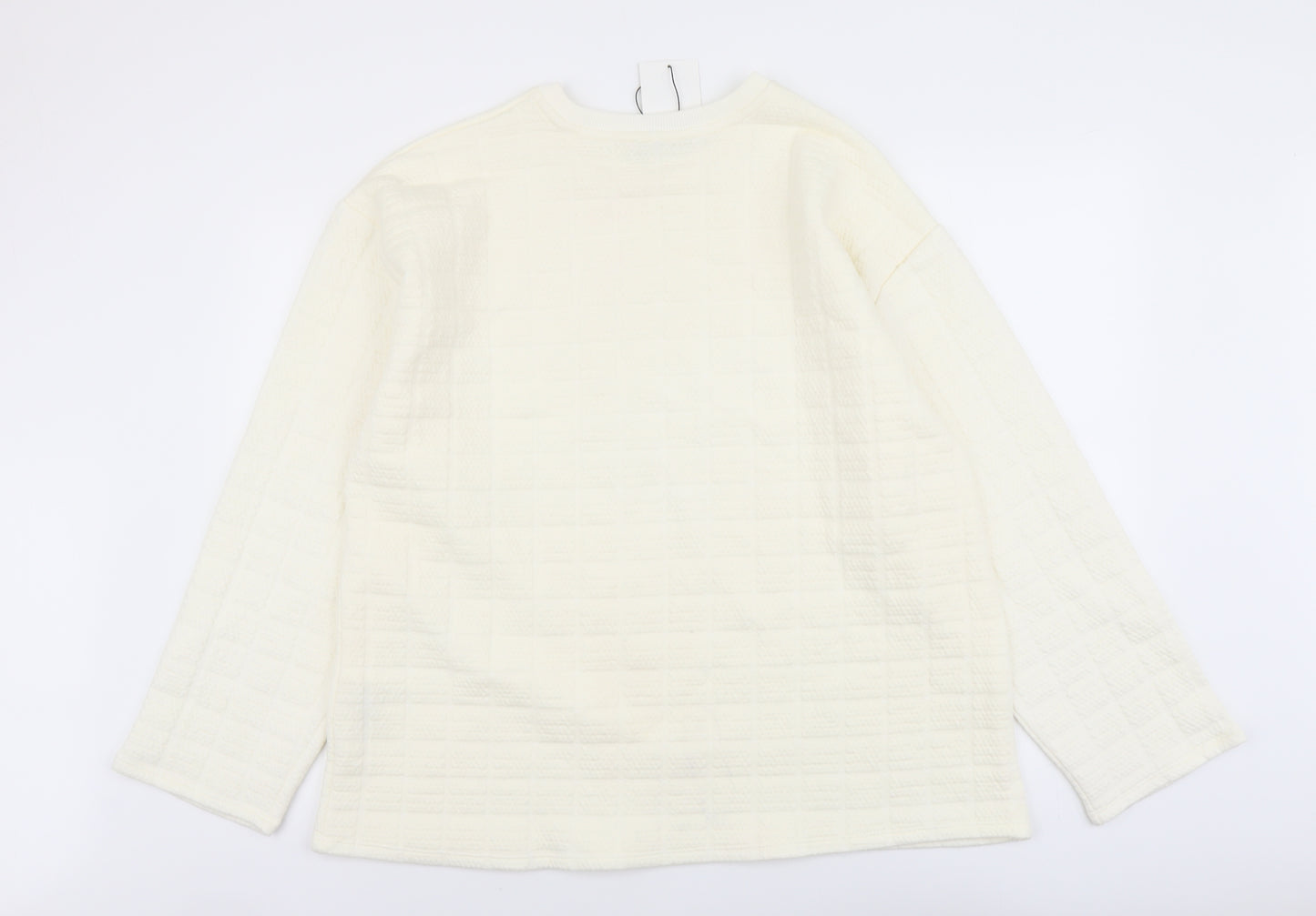 Zara Womens Ivory Polyester Pullover Sweatshirt Size L Pullover