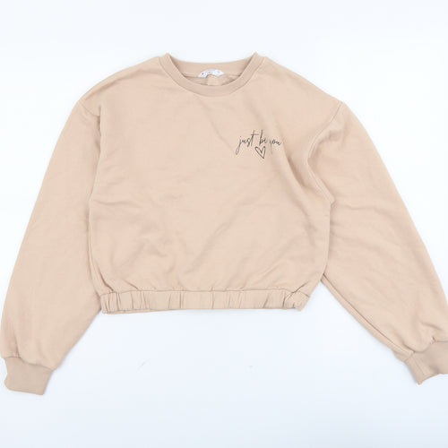 Candy Couture Girls Pink Cotton Pullover Sweatshirt Size 13 Years Pullover - Just Be You, Cropped