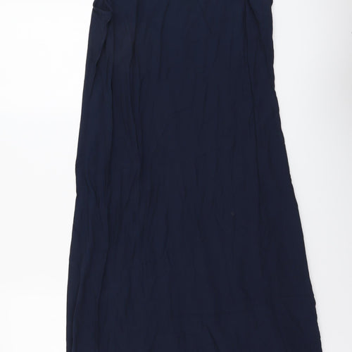 Marks and Spencer Womens Blue Viscose A-Line Size 10 V-Neck Tie